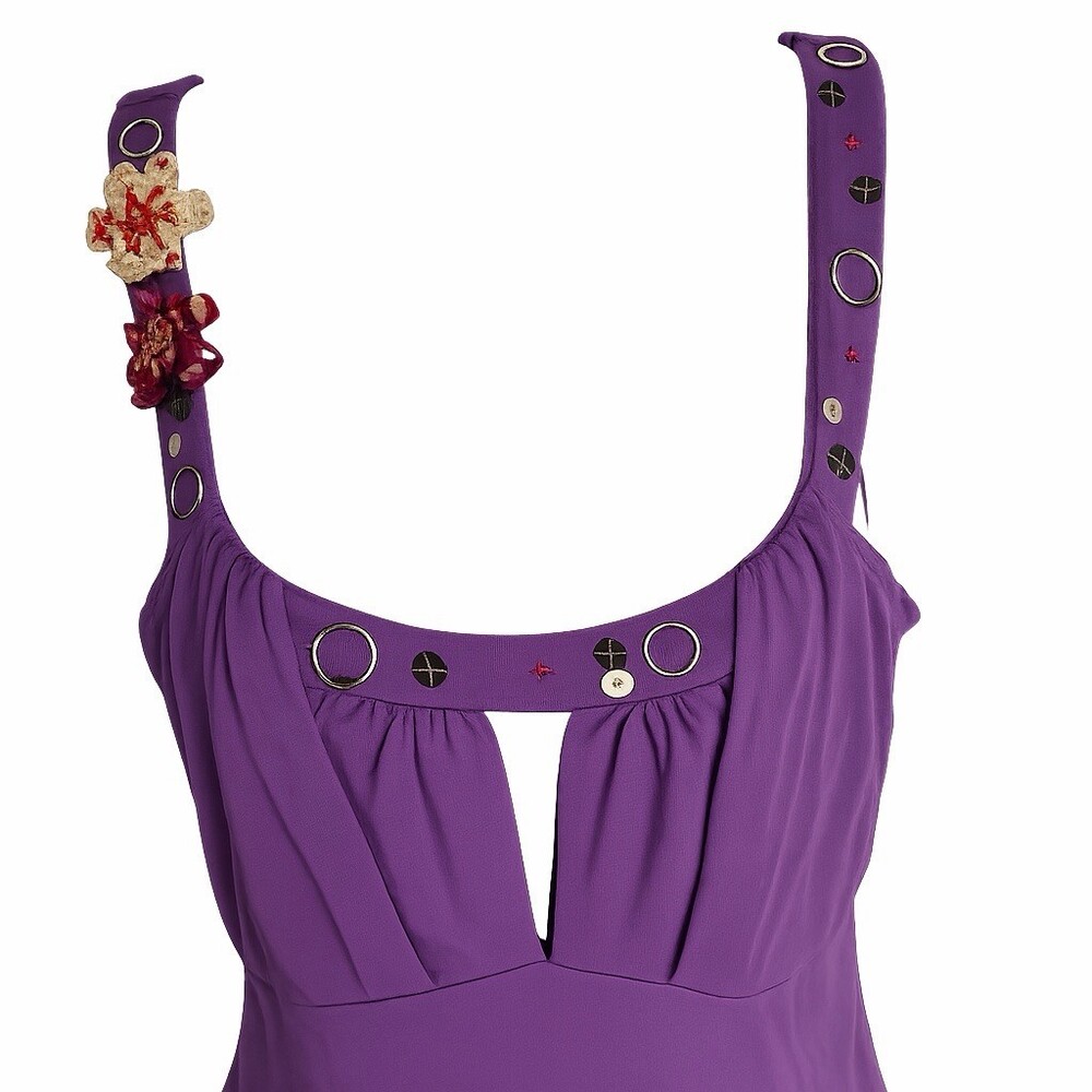 Pashu Purple Embellished Tank Top Size M Boho Stretch Camisole Women’s Fun Y2K - Picture 2 of 8